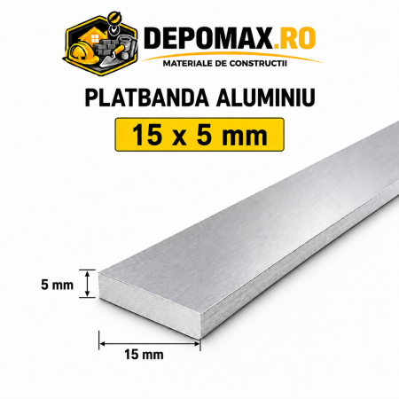 Platbanda aluminiu 15 x 5 mm, 6 metri (EN-AW 6060)